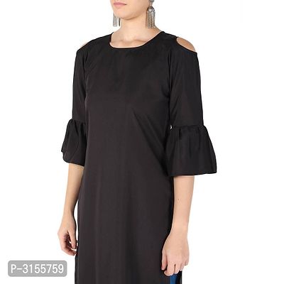 Elegant Black Solid Crepe Women's Kurti-thumb4