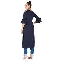 Elegant Blue Solid Crepe Women's Kurti-thumb1