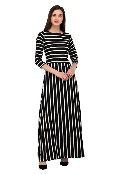 Elegant Striped Crepe Women A-Line Kurti