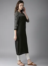 Elegant Black Solid Crepe Women A-Line Kurti-thumb1