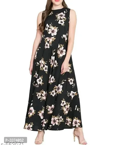 Stylish Black Printed Crepe Women Anarkali Kurti