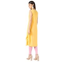 Reliable Yellow Solid Crepe Women A-Line Kurti-thumb1