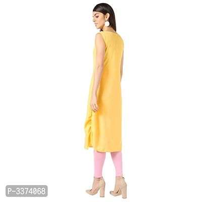 Reliable Yellow Solid Crepe Women A-Line Kurti-thumb2