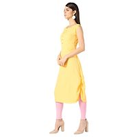 Reliable Yellow Solid Crepe Women A-Line Kurti-thumb2