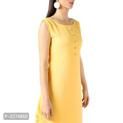 Reliable Yellow Solid Crepe Women A-Line Kurti-thumb4