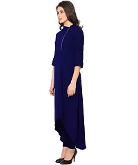 Reliable Navy Blue Solid Crepe Women A-Line Kurti-thumb1