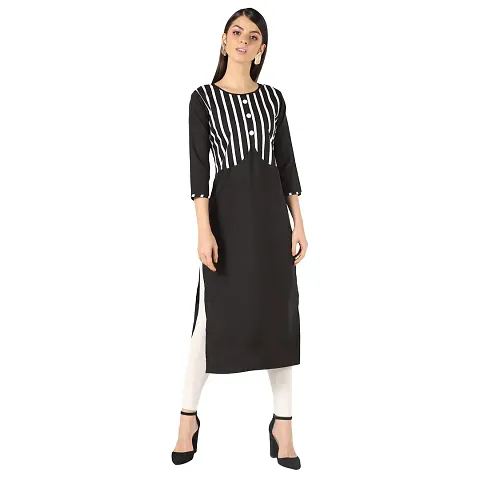 Reliable Striped Crepe Women Straight Kurti