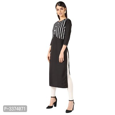 Reliable Black Striped Crepe Women Straight Kurti-thumb3