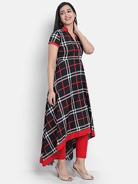 Women'S Solid High Low Black Crepe Kurta-thumb2