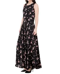 Reliable Black Crepe Floral Printed Dress For Women-thumb1