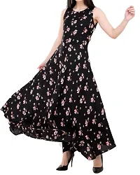 Reliable Black Crepe Floral Printed Dress For Women-thumb3