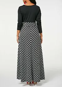 Reliable Black Crepe Polka Dot Print Dress For Women-thumb1