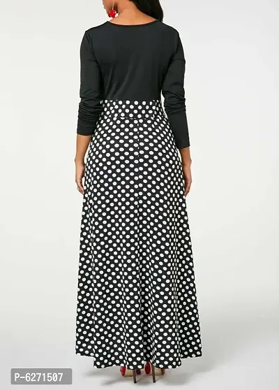 Reliable Black Crepe Polka Dot Print Dress For Women-thumb2