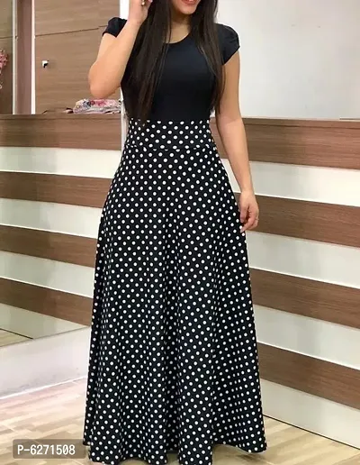 Reliable Black Crepe Polka Dot Print Dress For Women-thumb0