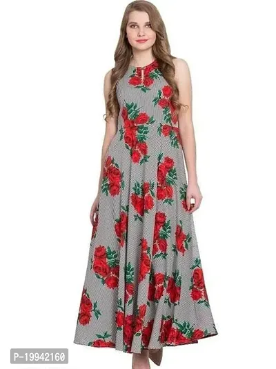Stylish Indo-western Red Printed Crepe Gown For Women