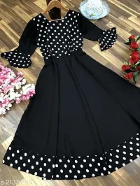 Stylish Indo-western Black Polka Dot Print Crepe Gown For Women-thumb1