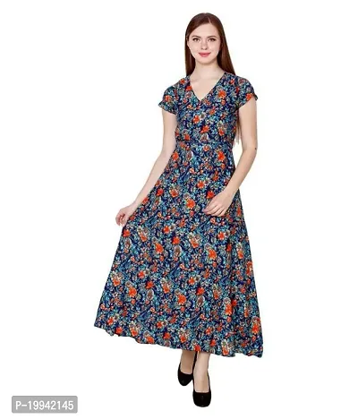 Stylish Indo-western Multicoloured Printed Crepe Gown For Women