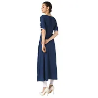 Stylish Indo-western Blue Printed Crepe Gown For Women-thumb1