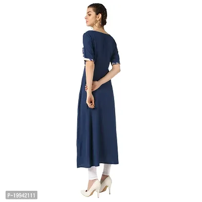 Stylish Indo-western Blue Printed Crepe Gown For Women-thumb2