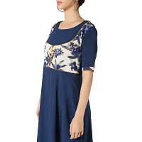 Stylish Indo-western Blue Printed Crepe Gown For Women-thumb3