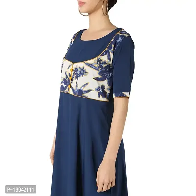 Stylish Indo-western Blue Printed Crepe Gown For Women-thumb4