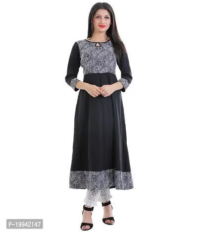Stylish Indo-western Black Printed Crepe Gown For Women