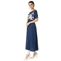 Stylish Indo-western Blue Printed Crepe Gown For Women-thumb2