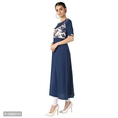 Stylish Indo-western Blue Printed Crepe Gown For Women-thumb3