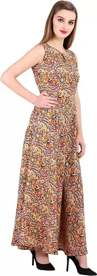 Stylish Indo-western Multicoloured Printed Crepe Gown For Women-thumb3