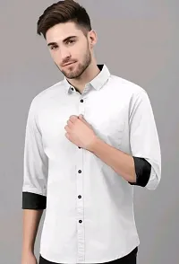 White formal contrast collar shirt-thumb1
