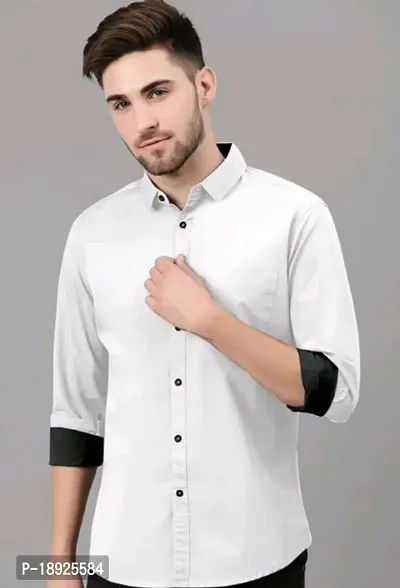 White formal contrast collar shirt-thumb2