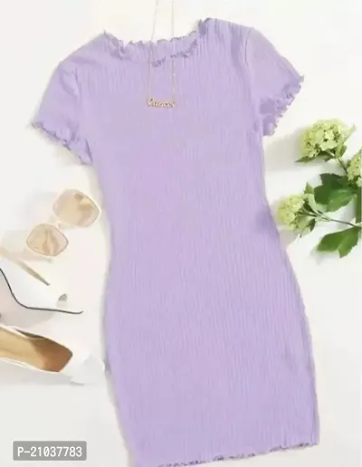 Stylish Purple Lycra Solid A-Line Dress For Women