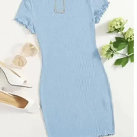 Stylish Blue Lycra Solid A-Line Dress For Women