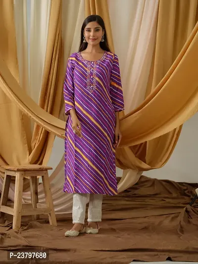 Elegant Striped Cotton Kurta with Pant Set For Women-thumb0