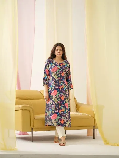 Floral Sequinned Straight Kurta