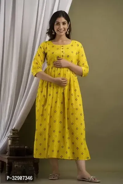 Stylish Yellow Rayon Maternity Kurta For Women-thumb0