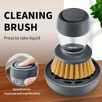 Prime Pick Soap Dispensing Palm Brush| Kitchen Scrubber| Dishwashing Brush| Soap Dispenser for Dishes|Non-Stick Cookware|Cleaning Brush Refillable Washing Tools with Dispenser, Yellow Brush-thumb1