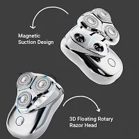 PRIME PICK Mini Electric Shaver, Electric Razor for Men, 3D Floating Magnetic Shaving Head Portable Travel Razor with Type-C Charging IPX5 Waterproof, Wet  Dry for Travel, Car, Home Use(Silver)-thumb1