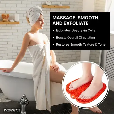 PRIME PICK Shower Foot  Back Scrubber, Wall Mounted Massage Pad, Silicone Bath Massage Cushion Brush with Suction Cups for Body Scrubber Improve Foot Circulation  Soothes Tired Feet (ORANGE)-thumb3