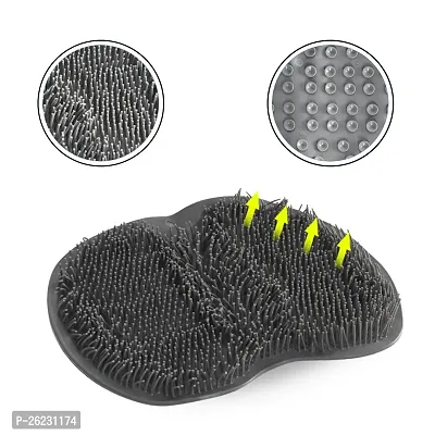 PRIME PICK Shower Foot  Back Scrubber, Wall Mounted Massage Pad, Silicone Bath Massage Cushion Brush with Suction Cups for Body Scrubber Improve Foot Circulation  Soothes Tired Feet (GREY)