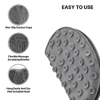 PRIME PICK Shower Foot  Back Scrubber, Wall Mounted Massage Pad, Silicone Bath Massage Cushion Brush with Suction Cups for Body Scrubber Improve Foot Circulation  Soothes Tired Feet (GREY)-thumb1