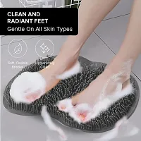 PRIME PICK Shower Foot  Back Scrubber, Wall Mounted Massage Pad, Silicone Bath Massage Cushion Brush with Suction Cups for Body Scrubber Improve Foot Circulation  Soothes Tired Feet (GREY)-thumb3