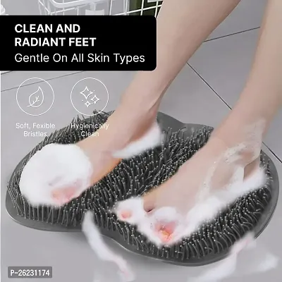 PRIME PICK Shower Foot  Back Scrubber, Wall Mounted Massage Pad, Silicone Bath Massage Cushion Brush with Suction Cups for Body Scrubber Improve Foot Circulation  Soothes Tired Feet (GREY)-thumb4