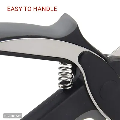 PICK Food Cutter Kitchen Scissors, Board Easy Cutting Multipurpose Stainless Steel Scissor Vegetable Slicer Fruit Cheeses BBQ Cutter Quick  Easy 2-in-1 Knife-thumb2