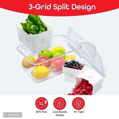 Plastic Fridge Organizers Storage Box Set, 3 Compartment Fridge Storage Containers With Removable Containers Storage-thumb2