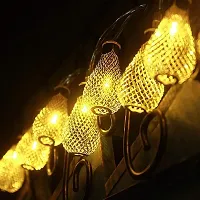 A Mark Collections 14 Bulb Shape/Water Drop Led Golden Metal Copper String Fairy Light for Home|Diwali|Navratri-thumb3