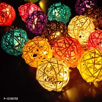 A Mark Collections 16 Bamboo Ball Fairy String Lights Plug in, Decoration Lights at Home for Navratri | Diwali and Christmas-thumb0