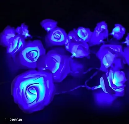 A Mark Collections Artificial Blue Rose Flowers String Lights 20 LED String Romantic Mood Light for Diwali