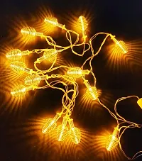 A Mark Collections Golden Spring String Lights 15 LED Circular Metal Golden Spring Light for Diwali and Christmas Day Decoration-thumb1