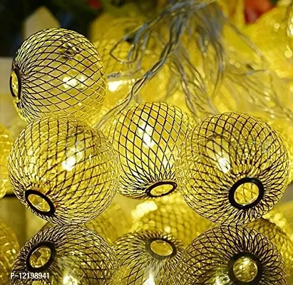 A Mark Collections Golden Metal Lantern String Lights for Indoor Outdoor Decoration Diwali Light for Party Birthday Diwali Christmas Navratri Valentine Gift Home Decoration Light 25 Led-thumb4